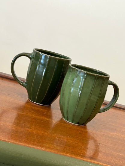Glossy Green Faceted Mugs