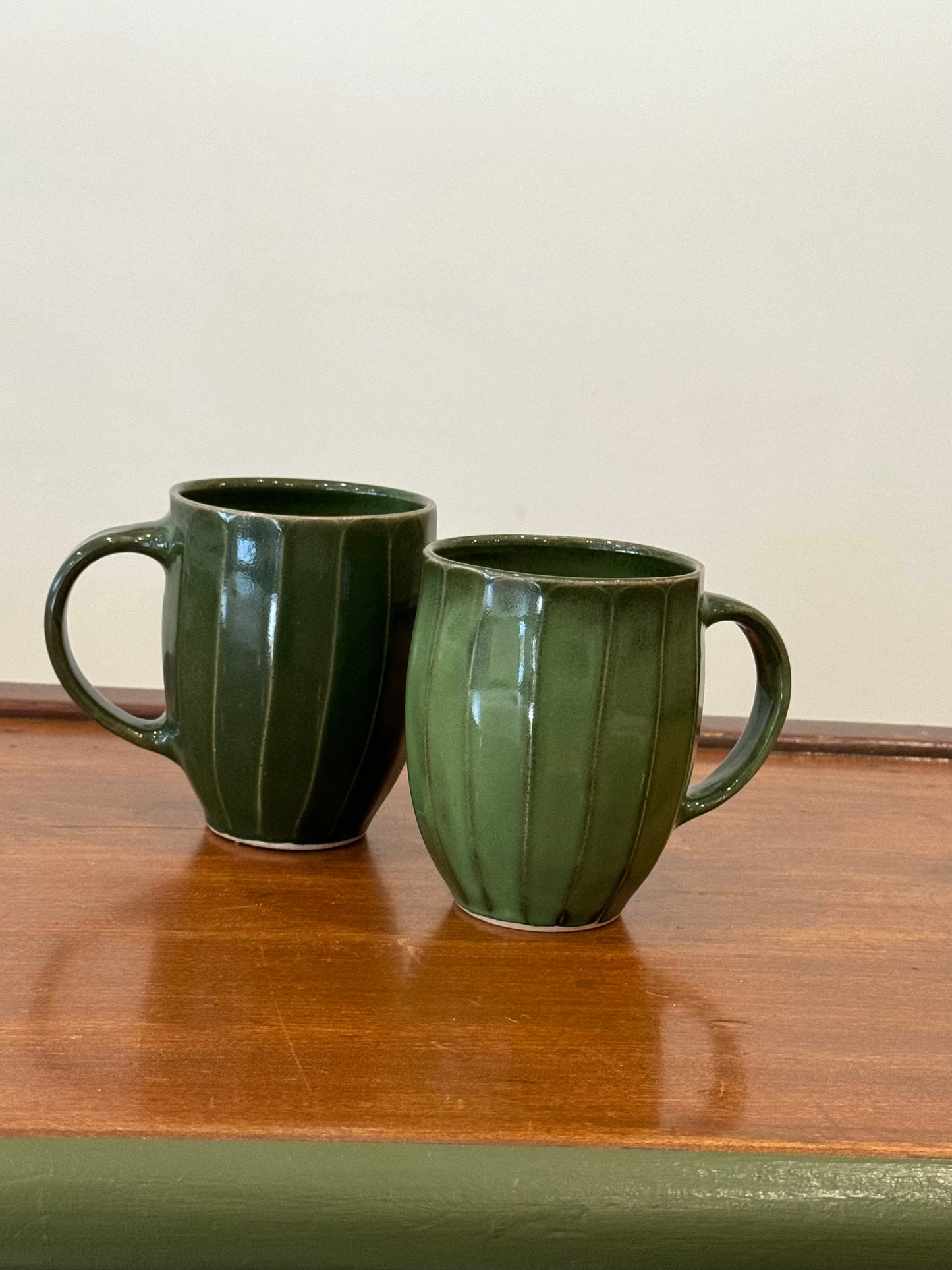 Glossy Green Faceted Mugs
