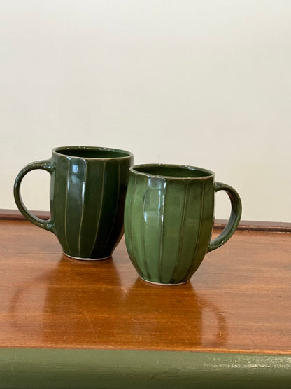 Glossy Green Faceted Mugs