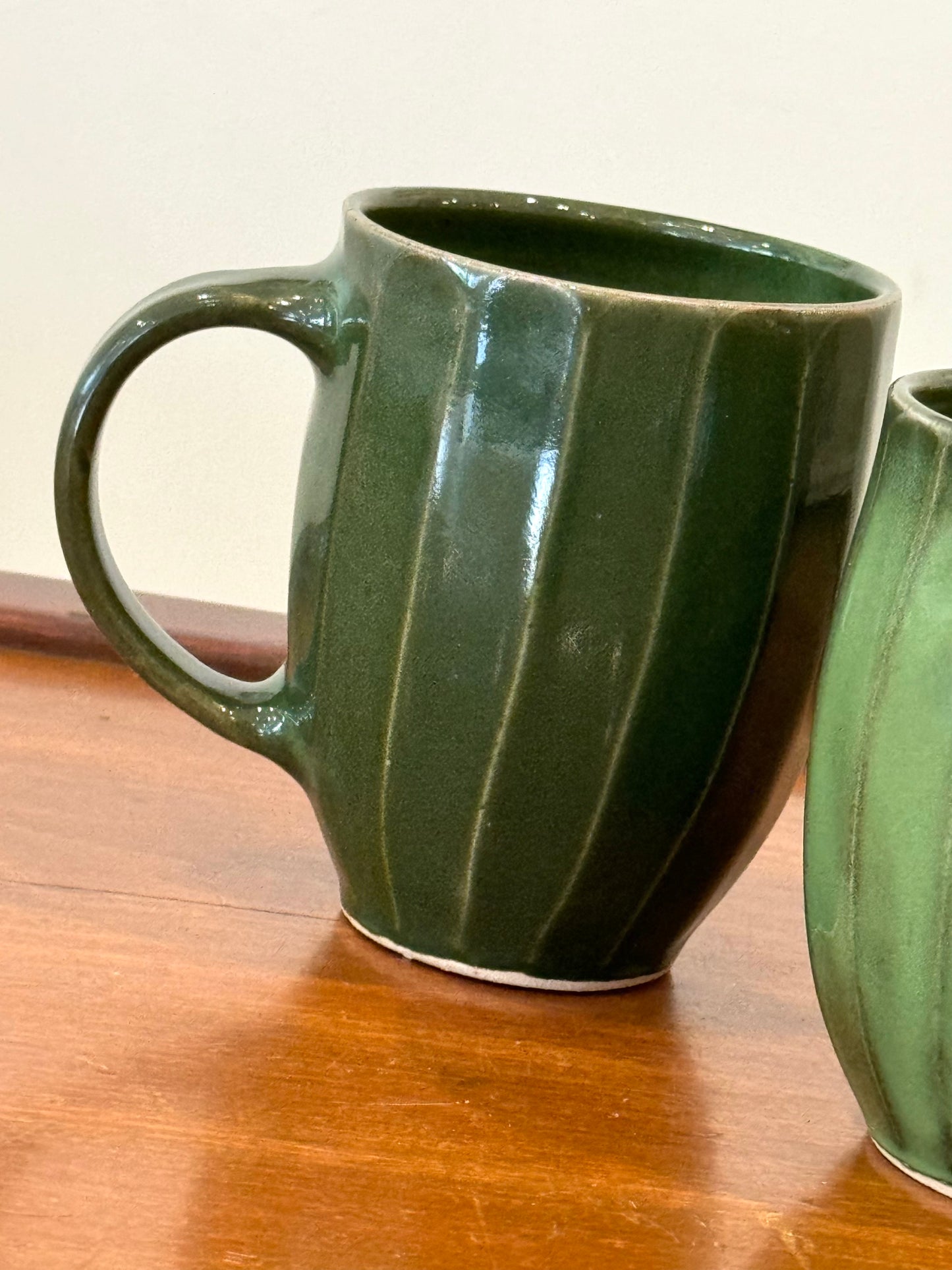 Glossy Green Faceted Mugs