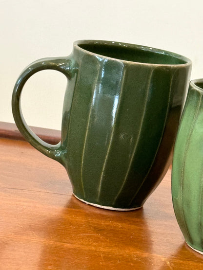Glossy Green Faceted Mugs