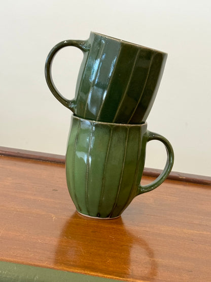 Glossy Green Faceted Mugs