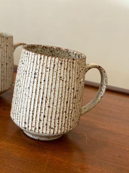 Glossy White Ribbed Mugs