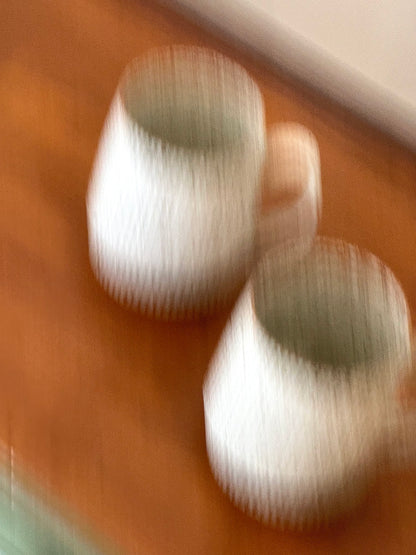 Glossy White Ribbed Mugs
