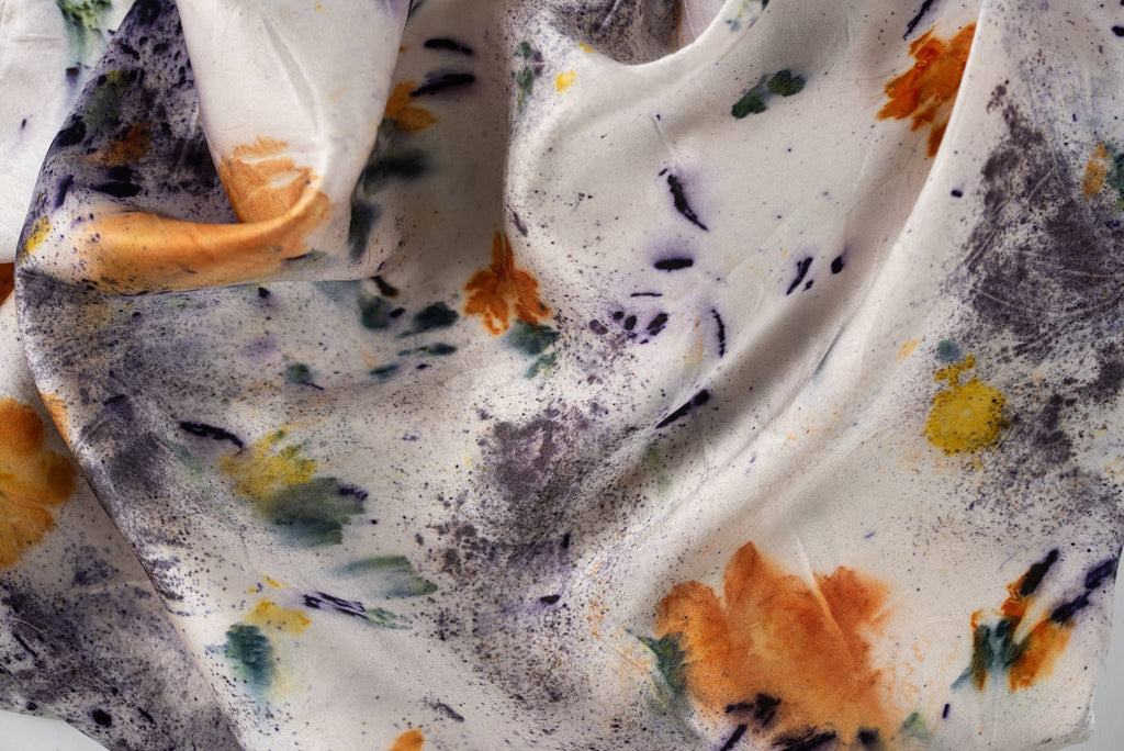 Floral Botanically Dyed Silk Pillowcase in Purple