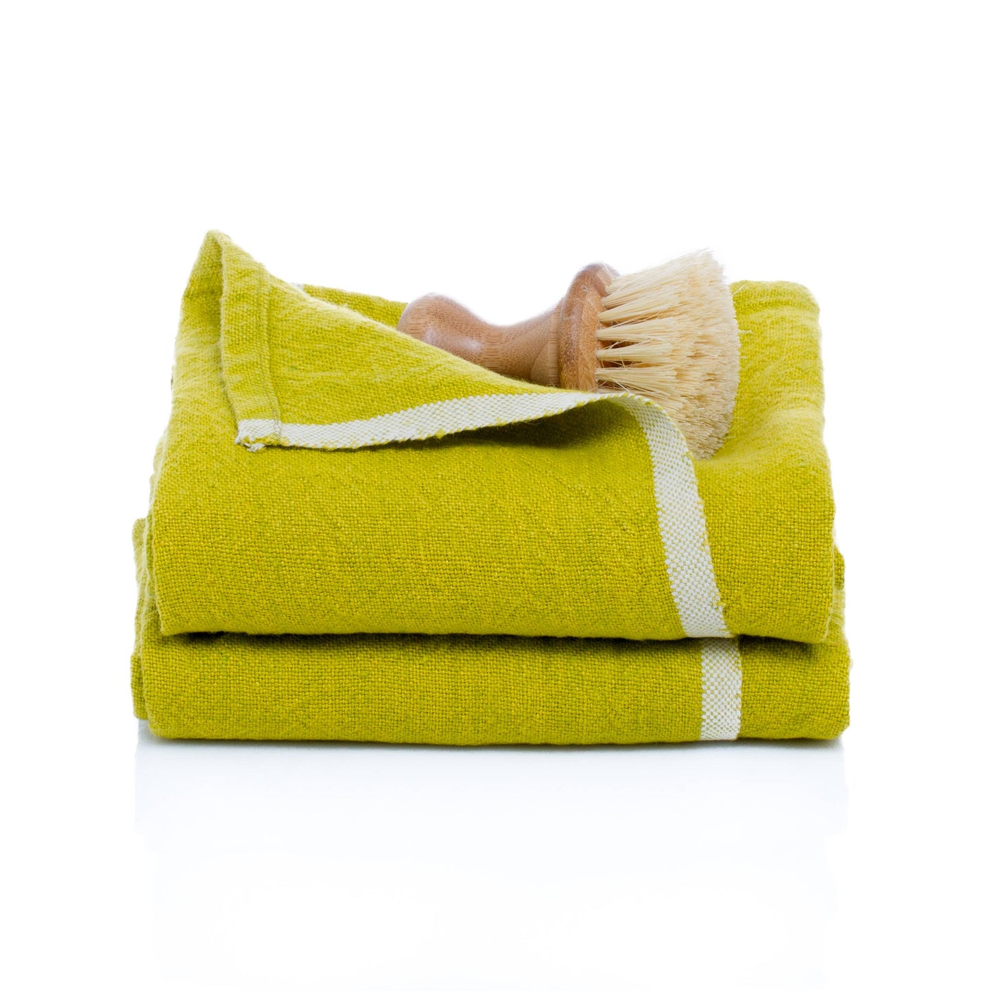 Lime Chunky Linen Towel Set