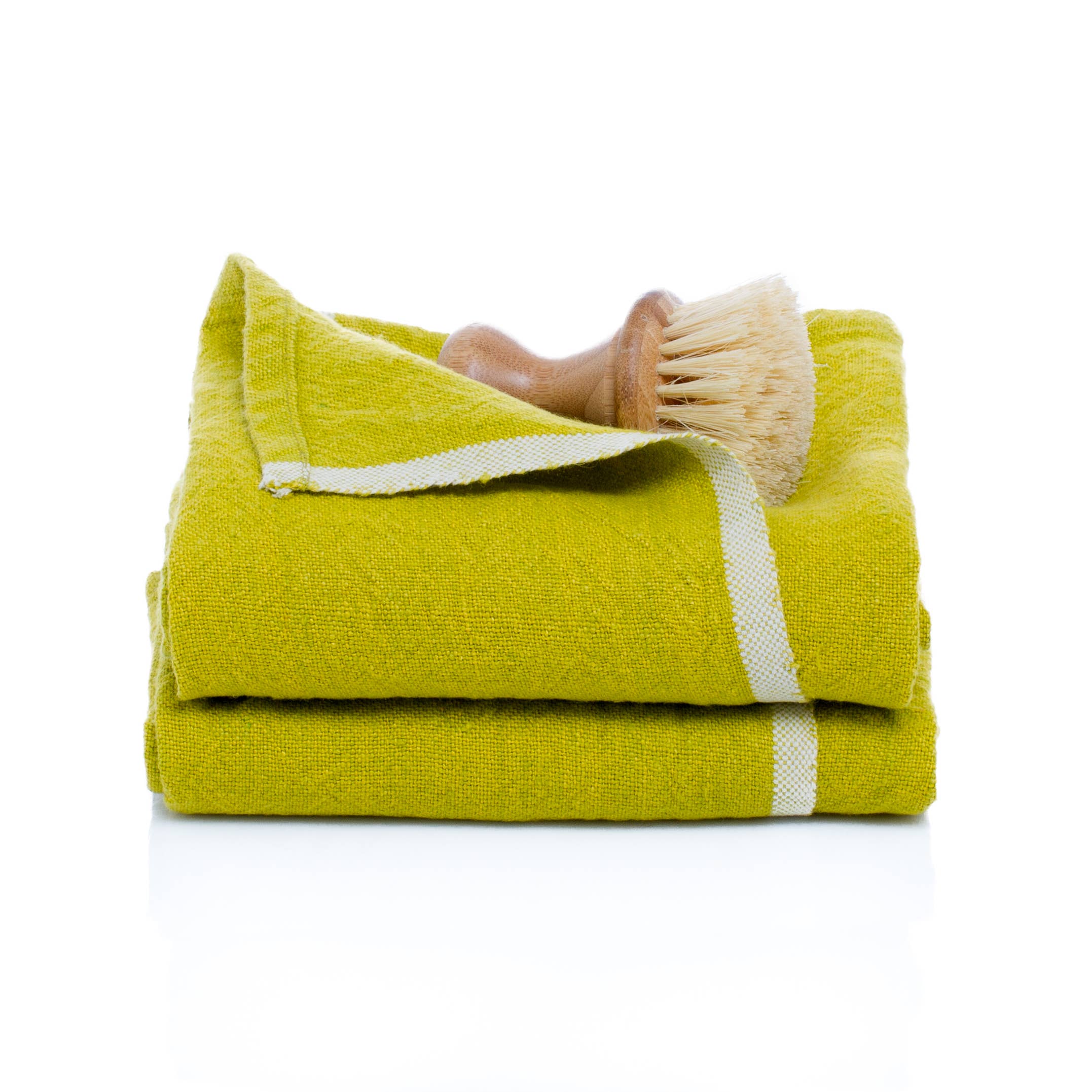 Lime Chunky Linen Towel Set