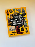 The Met DK Collector's Sticker Anthology book, featuring a bright yellow cover decorated with various vintage and pop culture stickers, shown on a light beige background.