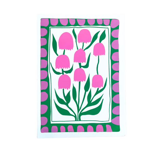 Pink And Green Flower Card