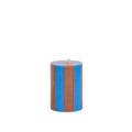 Small Stripe Pillar Candle in Ash Brown + Grey Blue