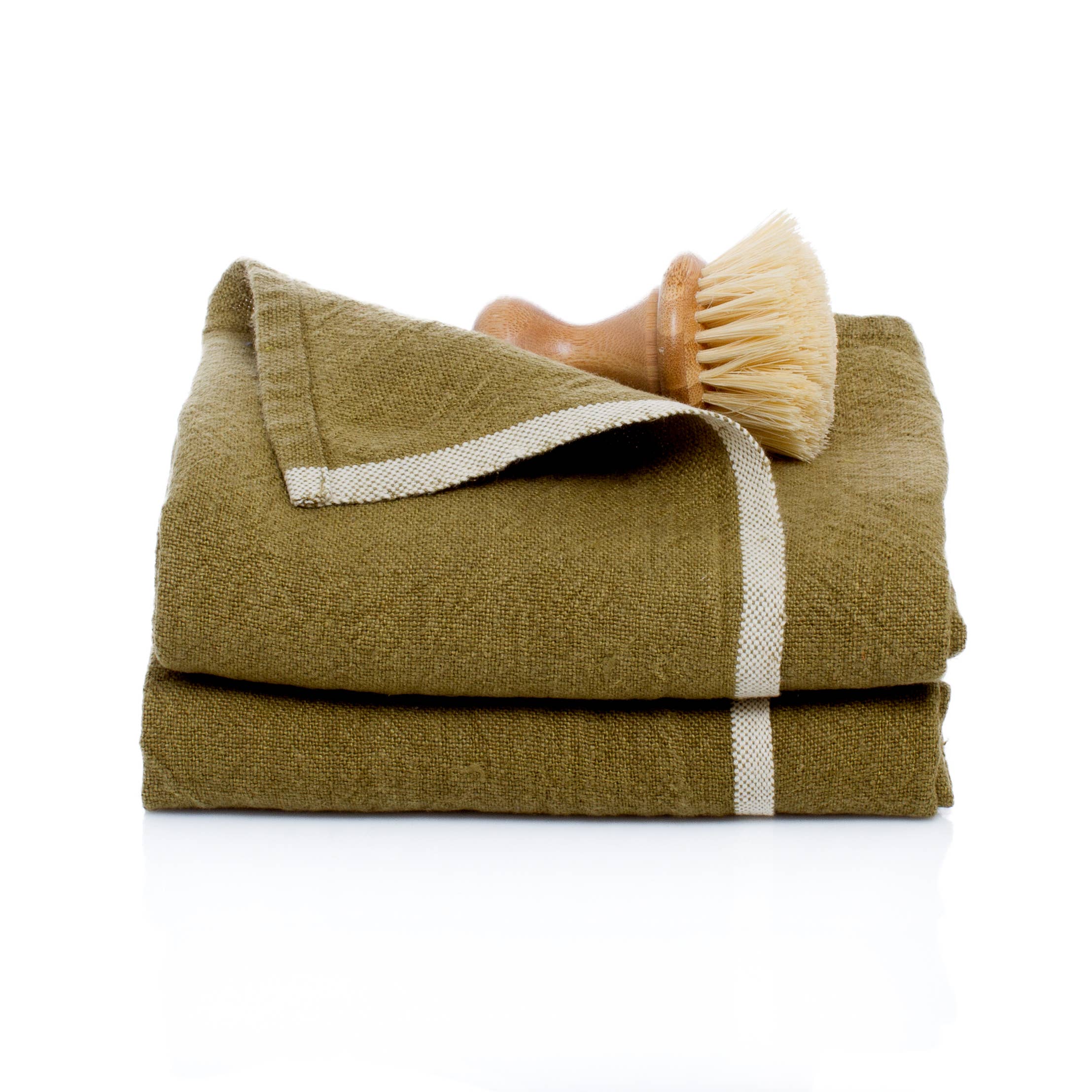 Forest Green Chunky Linen Towel Set