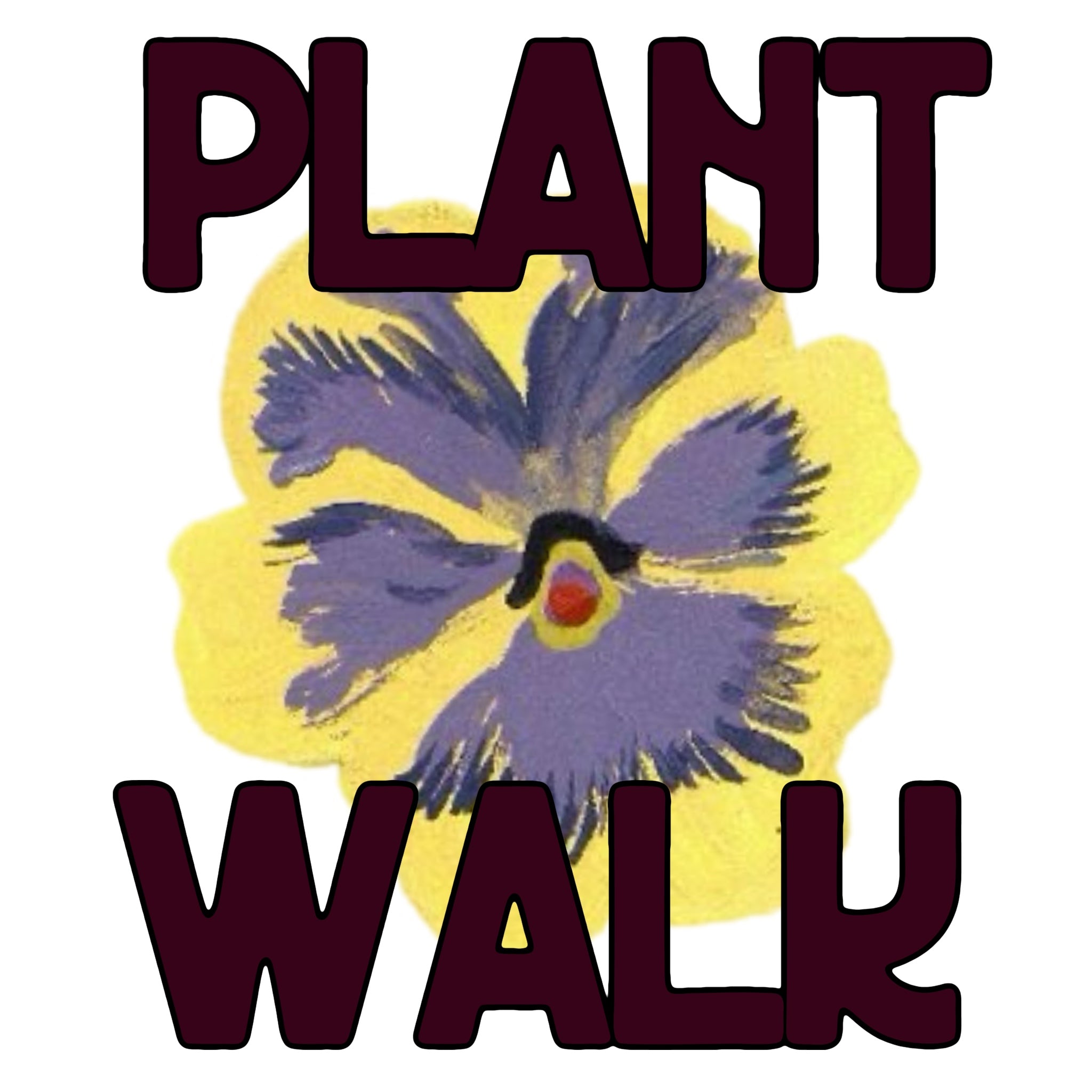 Stylized flower with 'PLANT WALK' text on a white background